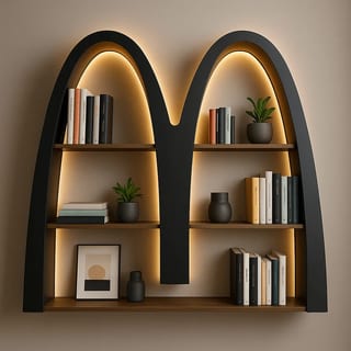 Logo-Shaped Creative Bookshelf