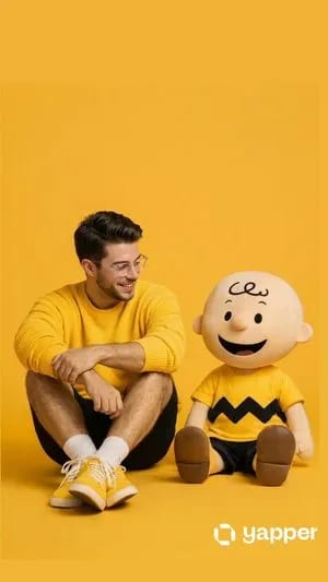 Ultra-realistic Studio Photography of Man and Cartoon Doll