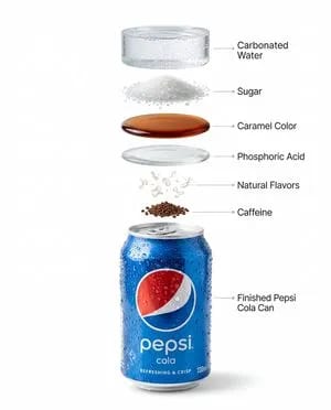 Hyper-Realistic Product Photography and Infographic Prompts for Pepsi