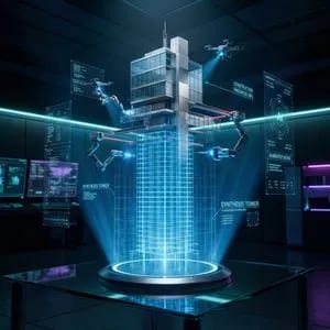 Futuristic Holographic Burj Khalifa Blueprint