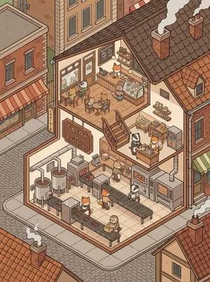 Isometric 2.5D Architectural Slice Illustration of an Animal Community