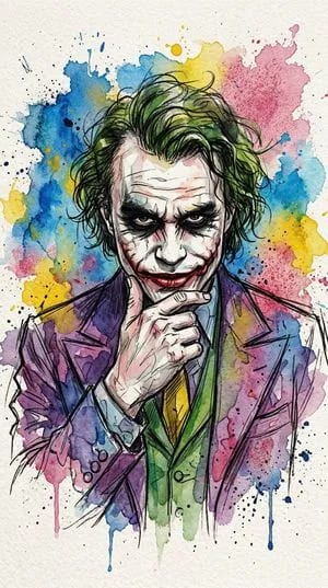 Abstract Watercolor Joker Artwork