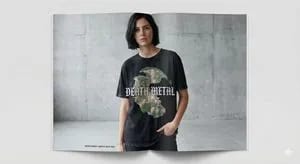 Generate a Pangea T-shirt Ad in Fashion Magazine Style