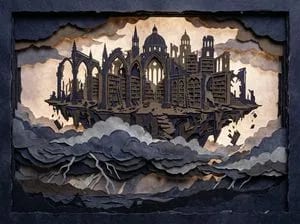 Intricate Paper Cut Silhouette of a Library