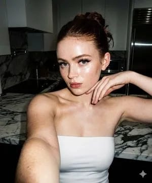 High-Contrast Selfie Photo Prompt in Modern Kitchen