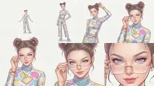 Reference Character Posing Grid Study Prompt