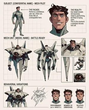 Cartoon Character Design Sheet with Personality