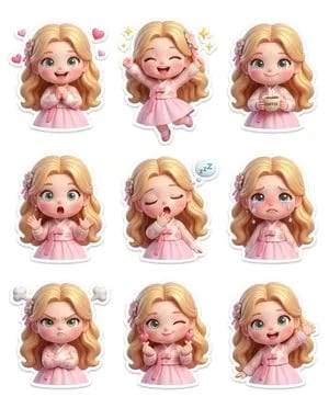 Pixar-Style Chibi Sticker Sheet