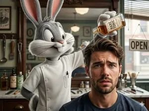 Hyper-Realistic Bugs Bunny Barber Scene
