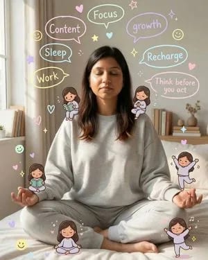 Cozy Meditation Scene with Chibi Doodles