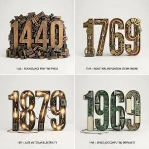 Typographic Sculpture of Historical Inventions
