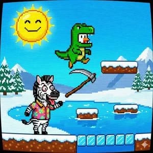 Nano Banana Pro Prompt: 8-bit Chicken in T-Rex Costume