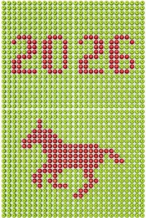 Pixel Art Grid using Fruit Flat-Lay Photography Prompt