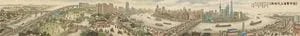 Panoramic Cityscape in Qingming Festival Scroll Style (8:1 Aspect Ratio)
