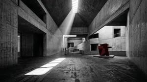 Brutalist Concrete Museum Interior
