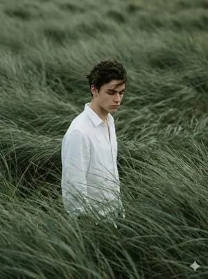 Cinematic Editorial Portrait in Wind-Swept Grass Fields