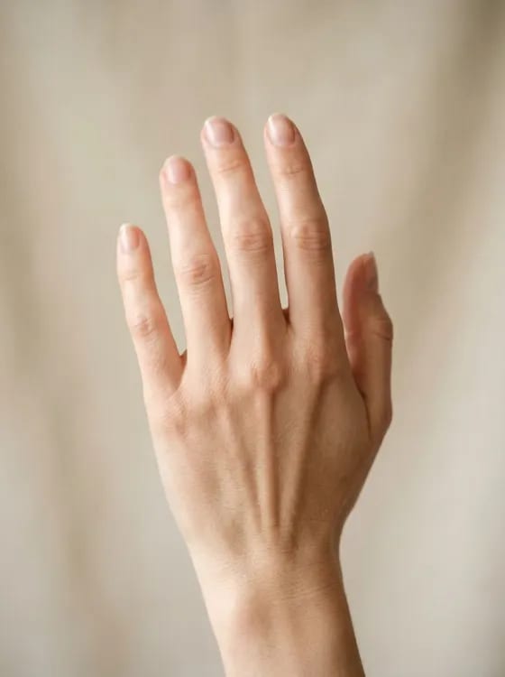 Ring try-on before, hand without ring