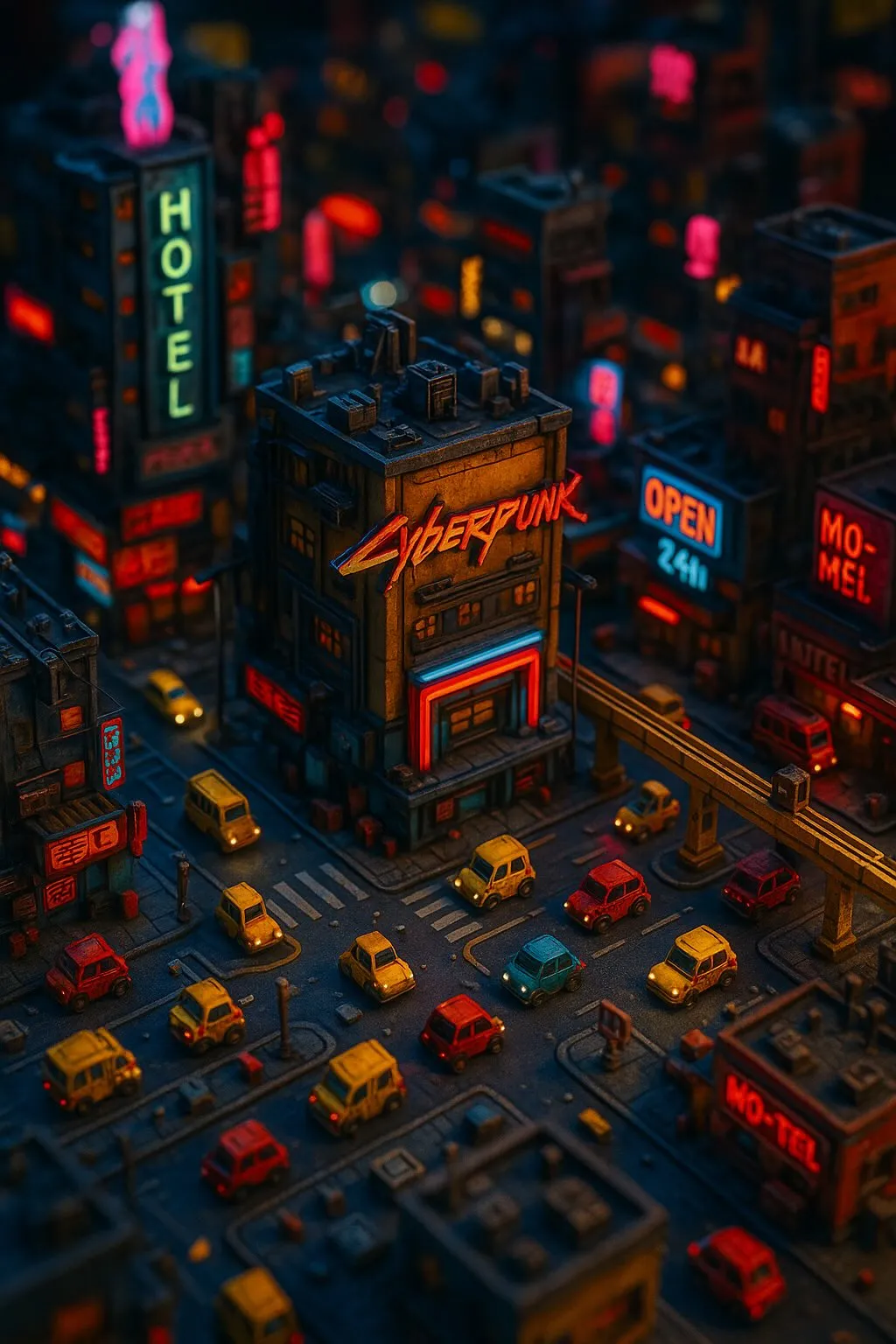 Mini Cyberpunk Tilt-Shift Landscape