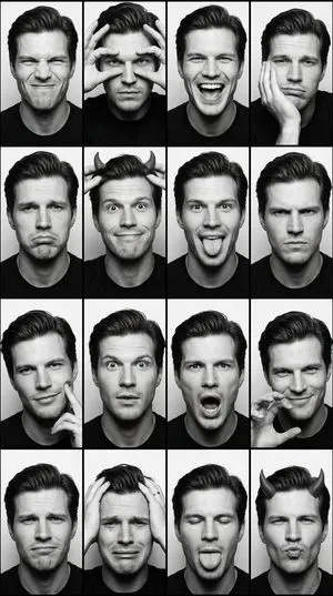 Black and White Photobooth Expression Grid