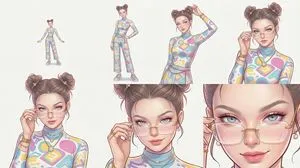 Reference Character Posing Grid Study Prompt