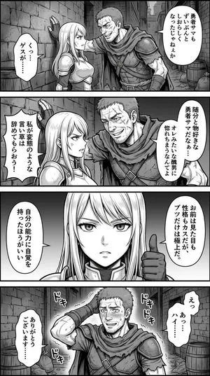 Four-Panel Manga: Fantasy Alleyway Wall-Slam