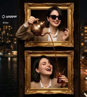 Surreal Two-Frame Tea Pouring Illusion