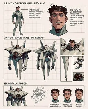 Cartoon Character Design Sheet with Personality