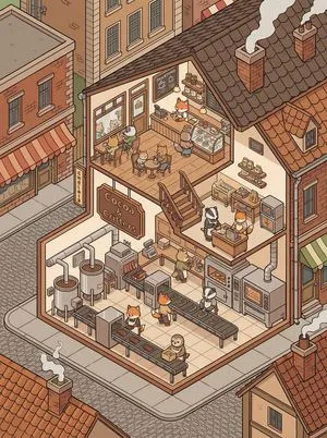 Isometric 2.5D Architectural Slice Illustration of an Animal Community