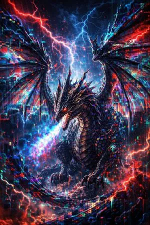Glitch Storm Dragon Prompt