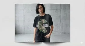 Generate a Pangea T-shirt Ad in Fashion Magazine Style