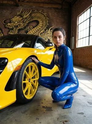 High-Fashion Latex Bodysuit Portraits with Luxury Cars
